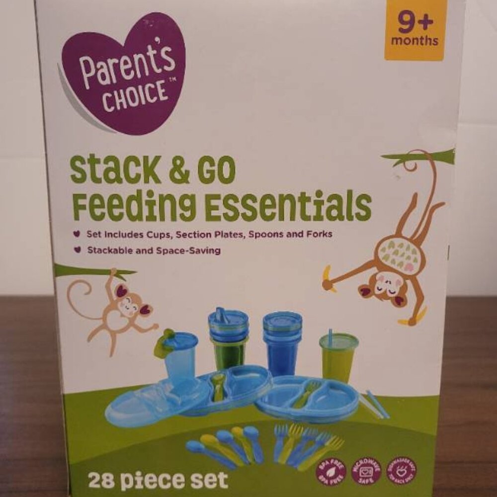 Stack & Go Feeding Essentials 28 piece. Cups-Plates-Spoons-Forks